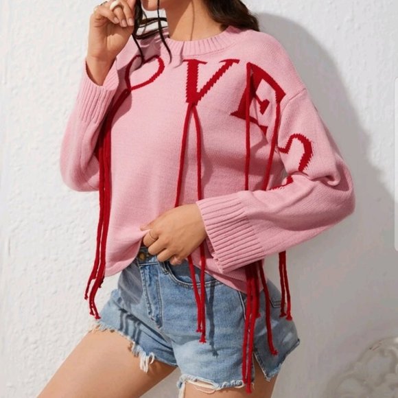 "Bleeding love" valentine's pink sweater - Picture 3 of 7